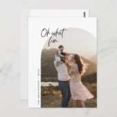 ああ何おもしろい、家族写真、アーチのフレームのグリーティング ポストカード (正面/裏面)