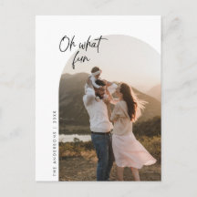 ああ何おもしろい、家族写真、アーチのフレームのグリーティング