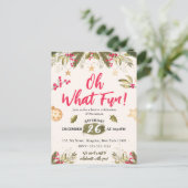 ああ何おもしろい!水色と自然クリスマスパーティー インビテーションポストカード (スタンド正面)