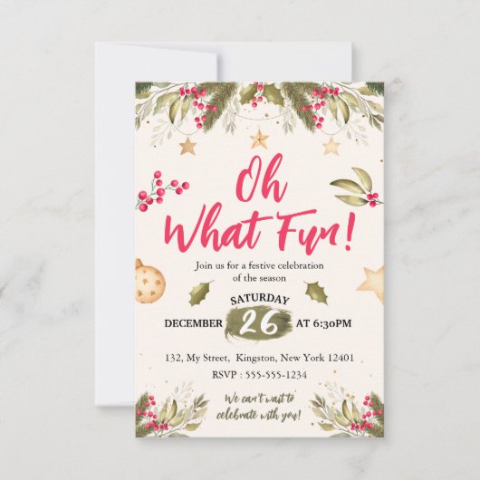 ああ何おもしろい！水色と自然クリスマスパーティー 招待状 (正面)