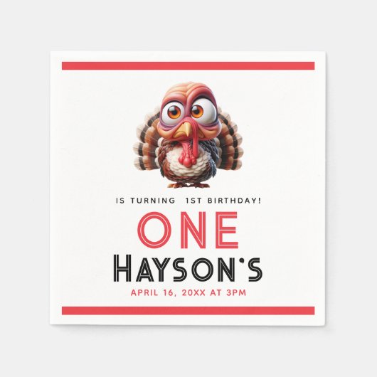 ああ何がおもしろいカリカティターキー1日の誕生日 スタンダードカクテルナプキン (正面)