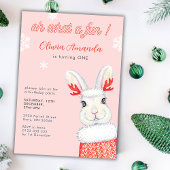 ああ何がおもしろいピンク最初の1歳の誕生日 招待状