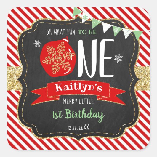 ああ何というおもしろいが一つだろう!クリスマス1回目の誕生日 スクエアシール (正面)