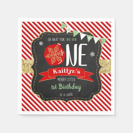 ああ何というおもしろいが一つだろう!クリスマス1回目の誕生日 スタンダードカクテルナプキン (正面)