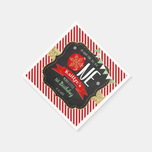 ああ何というおもしろいが一つだろう!クリスマス1回目の誕生日 スタンダードカクテルナプキン (角)