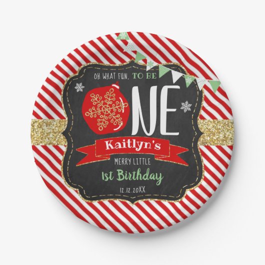 ああ何というおもしろいが一つだろう!クリスマス1回目の誕生日 ペーパープレート (正面)