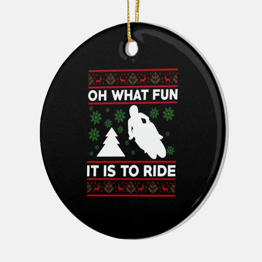 ああ何のおもしろいそれはオートバイのダートバイクに乗ることである セラミックオーナメント (左)