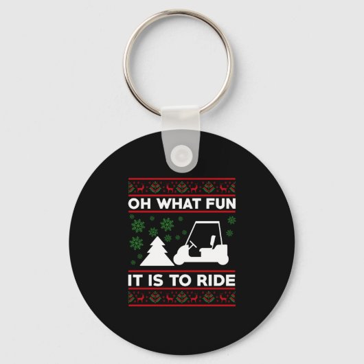ああ何のおもしろいそれはゴルフカートのクリスマスに乗ることである キーホルダー (正面)