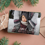 ああ何のおもしろいだおもしろいのクリスマス シーズンカード<br><div class="desc">ああ何のおもしろいだったんだ。"あおもしろいあ遊あ、何のおもしろい!"の鐘のベルラインの上で賢い厳しい年のために完璧である。病気や損失などの困難に対処したかどうか、このクリスマスカードはシンプル、少なくともそれについてのユーモアの良い感覚を持つことを可能にする。それはまた、家族写真の協力的な子供が失敗し、サンタと泣き叫びのベビー、反抗的なティーン – すべてのおもしろいが"釘付け"シーンを持つ未満のために良く動作する。家族素晴らしのクリスマスフォトカード、カップルのクリスマスカードなどのために。ホリデーカードの裏はドットパターンのフェスティバルレッドである。他のスタイルも利用可能。</div>
