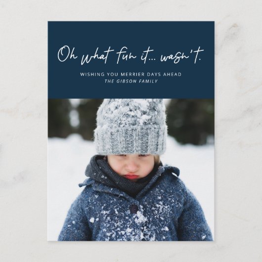 ああ何のおもしろいだネイビーの写真でおもしろいない シーズンポストカード (正面)