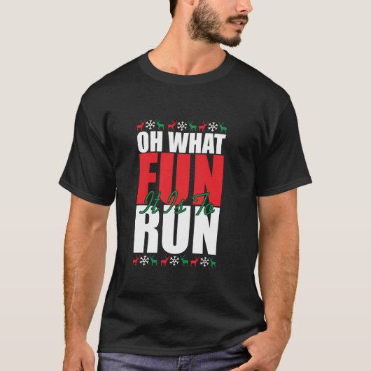 ああ何のおもしろいだ走クリスマスSanta おもしろい Runner R Tシャツ (正面)
