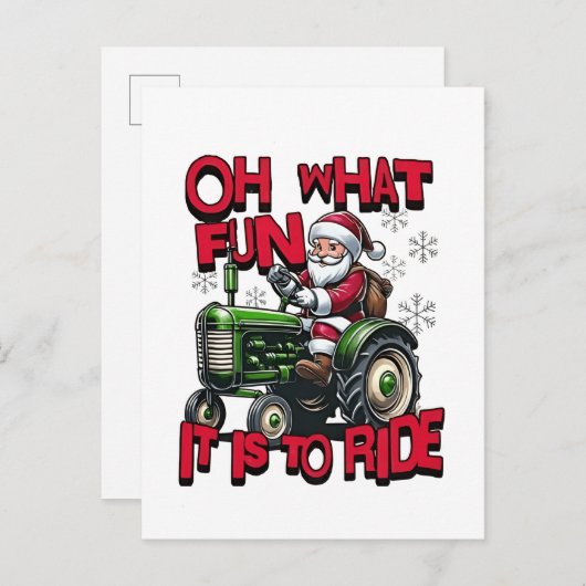 ああ何のおもしろいに乗ってクリスマス農家 インビテーションポストカード (正面/裏面)