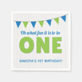 ああ何のおもしろいのワンブルーグリーン最初の誕生日 スタンダードカクテルナプキン (正面)