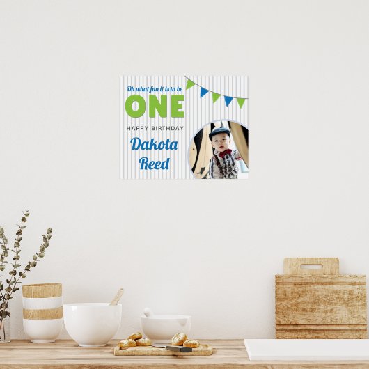 ああ何のおもしろいのワンブルーグリーン最初の誕生日 ポスター (キッチン)