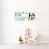 ああ何のおもしろいのワンブルーグリーン最初の誕生日 横断幕 (インサイチュ)