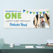 ああ何のおもしろいのワンブルーグリーン最初の誕生日 横断幕 (トレードショー)