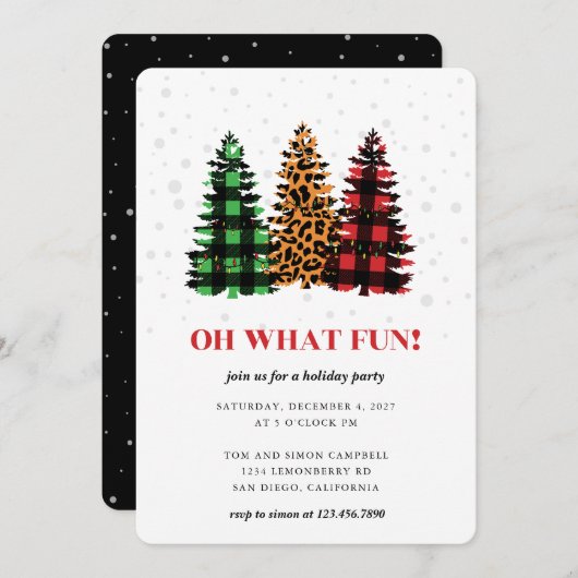 ああ何のおもしろいはクリスマスツリーのパーティー 招待状 (正面/裏面)