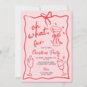 ああ何のおもしろいハンドドローパーティーピンク赤 招待状 (正面)