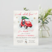 ああ何のおもしろい一つのおもちゃ車のクリスマス誕生日 招待状 (スタンド正面)