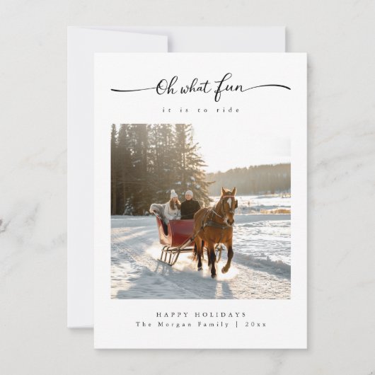 ああ何のおもしろい家族の写真のクリスマスに乗ることだ シーズンカード (正面)