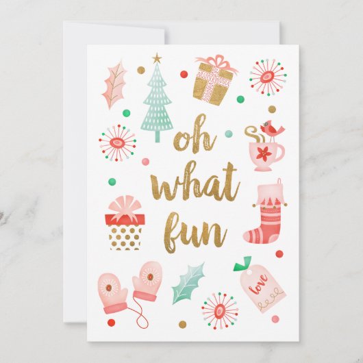 ああ何のおもしろい金ゴールドスクリプトクリスマスフォトカード (正面)