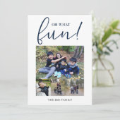 ああ何のおもしろい5写真コラージュ海軍ブルークリスマス シーズンカード (スタンド正面)