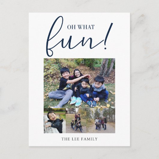 ああ何のおもしろい5写真コラージュ海軍ブルークリスマス シーズンポストカード (正面)