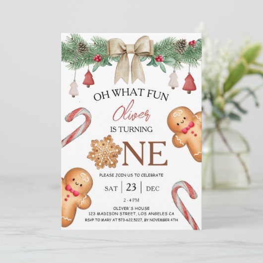 ああ何のおもしろい |クリスマス・クッキー1st誕生日 招待状 (スタンド正面)