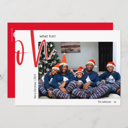 ああ何のおもしろい |メリークリスマス |家族の写真 シーズンカード (正面/裏面)