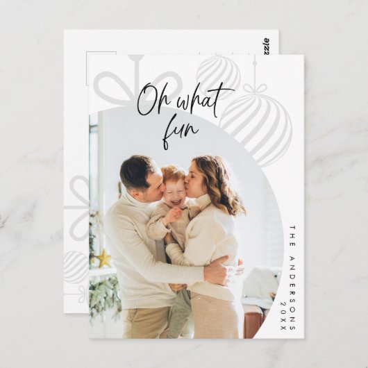 ああ何のおもしろい、家族写真、クリスマスグリーティング ポストカード (正面/裏面)