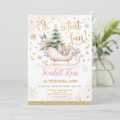 ああ何のおもしろい | Pink Winter Wonderland 1st誕生日 招待状 (スタンド正面)