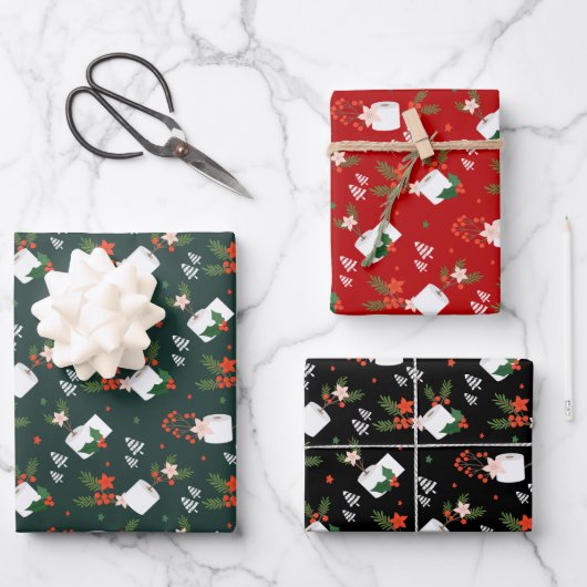 ああ何A年フェスティバルトイレ紙転がクリスマス ラッピングペーパーシート (正面)