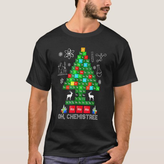ああ化学サイエンスクリスマスツリー化学チェ Tシャツ (正面)
