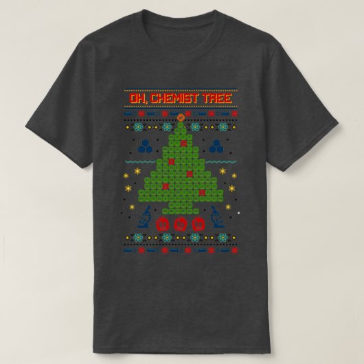 ああ化学者の木の醜いクリスマスの汗シャツ Tシャツ (デザイン正面)
