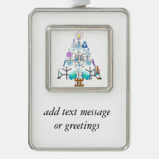 ああ化学、ああ化学者の木 シルバープレートフレームオーナメント