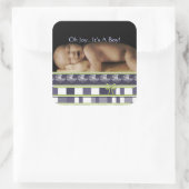 ああ喜び…男の子だ!あなたのベビー写真にシール スクエアシール (バッグ)