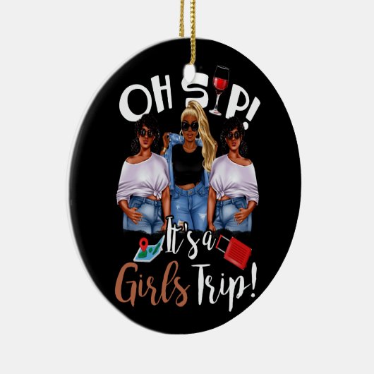 ああ園女子の旅おもしろいワインパーティーブラックウォーム セラミックオーナメント (右)