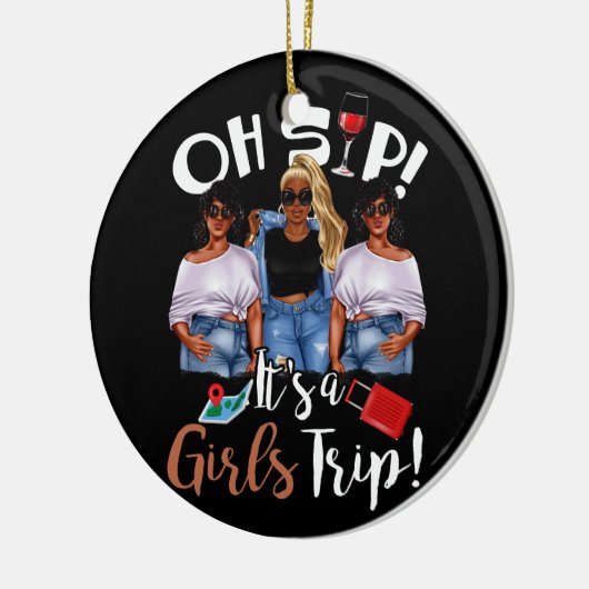 ああ園女子の旅おもしろいワインパーティーブラックウォーム セラミックオーナメント (左)