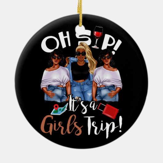 ああ園女子の旅おもしろいワインパーティーブラックウォーム セラミックオーナメント (裏面)