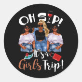 ああ園女子の旅おもしろいワインパーティーブラックウォーム ラウンドシール (正面)