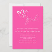 ああ女だ！ミニマルシンプルリストピンク赤ちゃんシャワー 招待状 (正面)