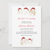 ああ女の子かわいい子犬のクリスマスハウリデーベビーシャワー 招待状 (正面)