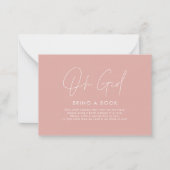 ああ女の子のスクリプトピンクの赤ちゃんシャワー本を持って来る ノートカード (正面)