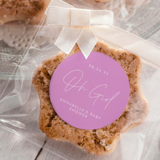 ああ女の子の赤ちゃんシャワースクリプトセリーピンクエレガント ラウンドシール