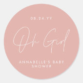 ああ女の子の赤ちゃんシャワースクリプトピンクエレガント ラウンドシール (正面)