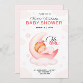 ああ女の子エレガントの女の子シャワー招待 招待状 (正面/裏面)