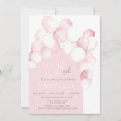 ああ女の子ピンクの風船アーチ赤ちゃんシャワー 招待状 (正面)