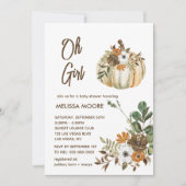 ああ女の子小さなカボチャは赤ちゃんシャワーの途中にある 招待状 (正面)