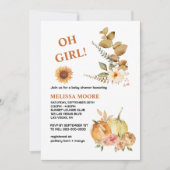 ああ女の子小さなカボチャは赤ちゃんシャワーの途中にある 招待状 (正面)