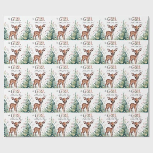 ああ女の子：リトルディアファウンガールベビーシャワー ラッピングペーパー (フラット)